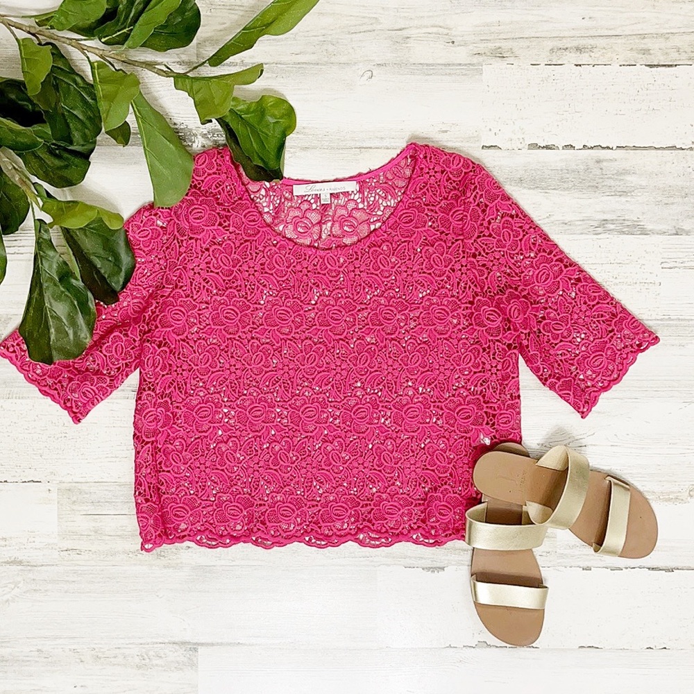 Lovers + Friends Pink lace top